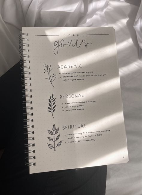 Bullet journaling, 2023, new year, goals, personal, spiritual, and academic. Goals Book Ideas, Bojo Journal Ideas 2023, Goals Journal Ideas Layout, Goal Book Ideas, Goals Journaling Ideas, Goal Diary Ideas, Goal Book Diy Ideas, Notebook Goals Ideas, Journal Ideas Goals Page