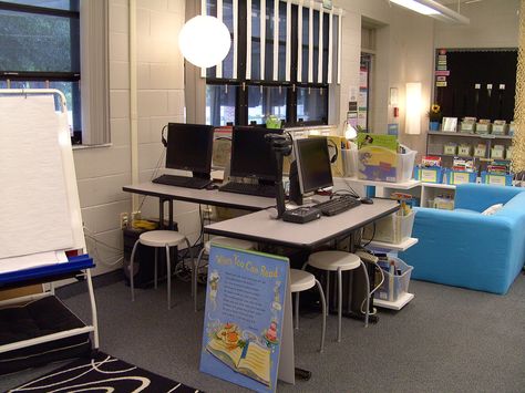 Clean Classroom, Asd Classroom, Computer Center, Document Camera, Classroom Hacks, Life Skills Classroom, Computer Station, Classroom Layout, Room Redesign