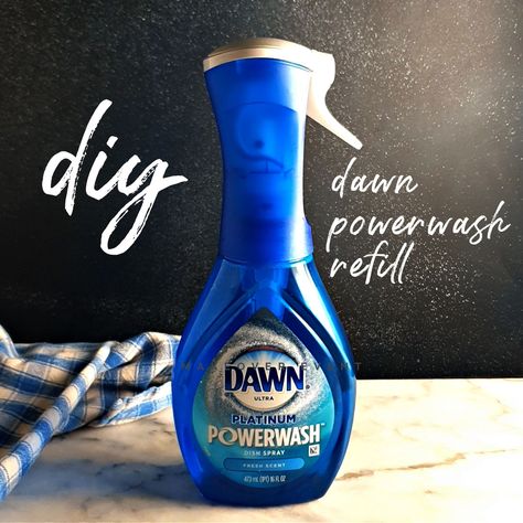 DIY Dawn Powerwash Refill - Frugal Hausfrau How To Make Dawn Powerwash Refill, Diy Dawn Power Wash Spray Refill, Diy Dawn Powerwash, Dawn Powerwash, Homemade Cleaning Supplies, Easy Cleaning Hacks, Diy Laundry, Homemade Cleaning Products, Natural Cleaners