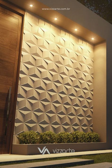 Entrance Front Wall Design, Entrance Design Wall, House Exterior Wall Tiles Design, House Entrance Wall Design, House Wall Design Exterior, Front Entrance Wall Decor, Exterior Wall Design Facades, Front Entrance Ideas Exterior Modern, Outside Wall Design House