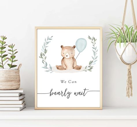 Bear Baby Shower We Can Bearly Wait Sign Printable Boy Baby - Etsy Moon Baby Shower Invitation, Dont Say Baby Game, Blue Baby Shower Invitations, Moon Baby Shower, Baby Shower Sign, Floral Baby Shower Invitations, Teddy Bear Baby Shower, Shower Sign, Invitation Baby Shower