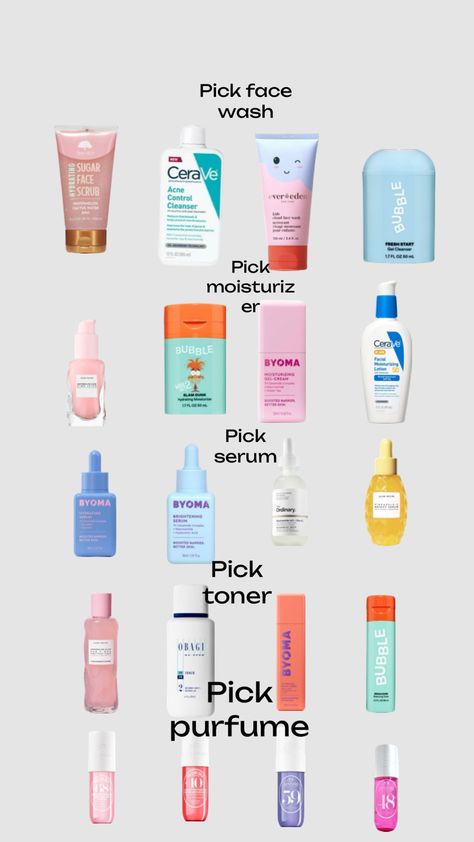 #pick your skincare routine ❤️ The Perfect Skincare Routine, Must Have Skincare Products, Best Skincare For Combination Skin, Pm Skincare Routine Order, Target Skincare Must Haves, Skincare Products For Beginners, Oily Skin Skincare Routine, Teen Skincare Routine, Skincare Routine For Combination Skin