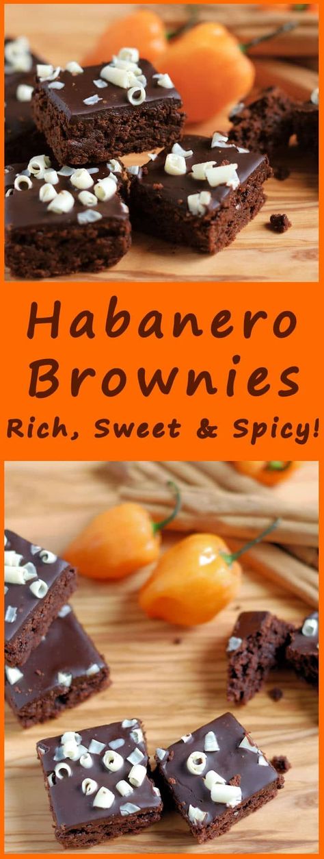 Habanero Brownies, Fall Brownies, Spice Ideas, Mexican Brownies, Habanero Recipes, Spicy Desserts, Hot Pepper Recipes, Bar Treats, Pinterest Kitchen