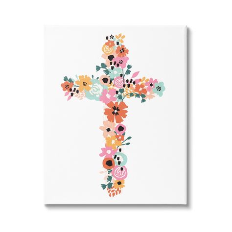 Proudly made in the USA, Our stretched canvas is created with the highest standards. Christian Canvas Paintings, Christian Canvas Art, Church Wall Art, Cross Wall Art, Bold Flowers, Cross Pictures, Cross Symbol, Cross Wall Decor, Cross Art