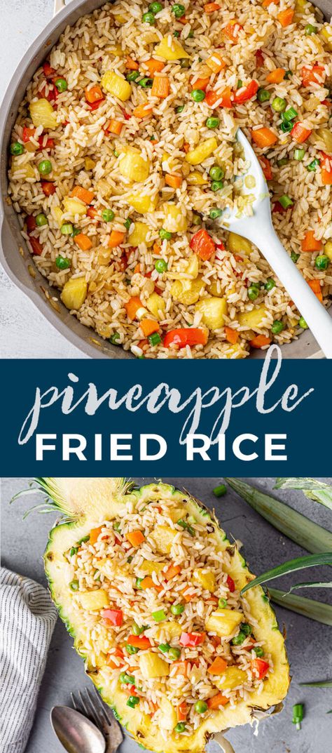 Fried Rice In Pineapple Bowl, Thai Appetizer Recipes Vegetarian, Rice And Pineapple Recipes, Recipes With Pineapple Tidbits, Pineapple Chunk Recipes, Foods With Pineapple, Hawaiian Pineapple Rice, Rice Pineapple Recipes, Rice With Pineapple Recipe