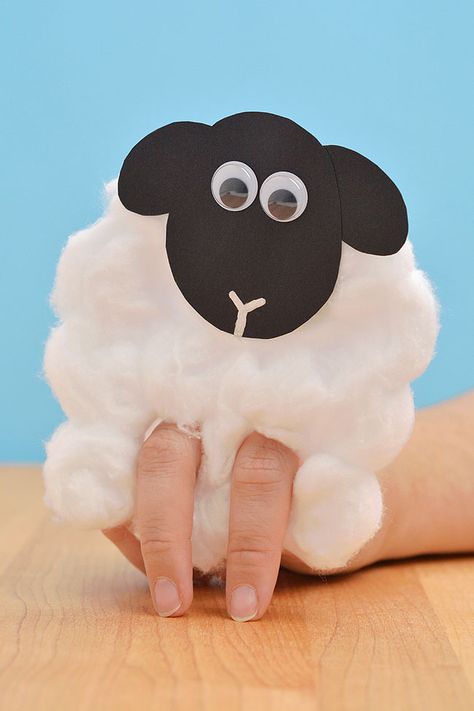 Lamb Crafts For Preschoolers, Sheep Puppet, Sheep Diy, Sheep Template, Cotton Ball Crafts, Sheep Craft, Lamb Craft, Bible Crafts Sunday School, Sheep Crafts