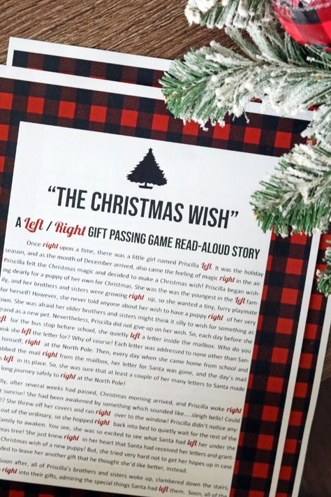 Here is a super easy Christmas Game that you can print and enjoy with the whole family. A fun left and right game that ends with a fun prize. #game #Christmas #printable #free #leftandright #kidfriendly #family #holiday #ChristmasEve Christmas Left Right Game Printable, Left Right Christmas Game Free Printable, Left And Right Game, Christmas Left Right Game, Card Poses, Campground Activities, Sock Party, Left Right Christmas Game