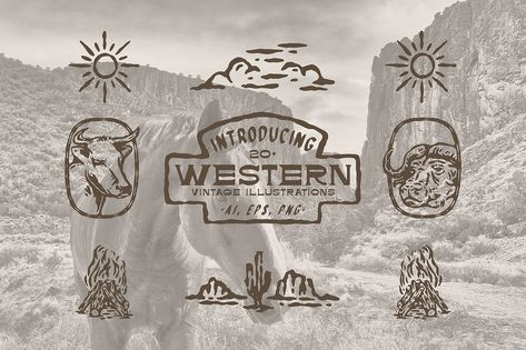 Introducing 20+ Western Vintage Illustrations. All illustrations are original hand-drawn designs (vintage style). This illustration is perfect for logos, art prints, branding, social media, and more! This Illustrations available on creativer market: https://creativemarket.com/skewedstd/92526849-Western-Vintage-Illustrations (LINK ON BIO) #westernstyle #western #illustration #element #cowboy #desert #vintagedesign #graphicdesign #badge #badgedesign #logo #branding #tshirtdesign #brandingdesi... Western Illustration, Western Logo, Hand Drawn Logo Design, Branding Social Media, Western Vintage, Hand Drawn Logo, Vintage Illustrations, Badge Logo, Badge Design