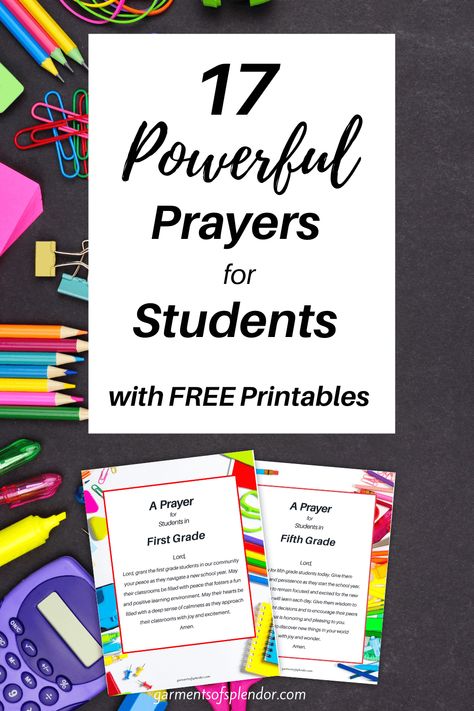 17 Powerful Prayers for Students (with Free Printable Prayers) - Short Prayer For Students, Prayers For Students, Prayers For Teenagers, Classroom Prayer, Treehouse Kids, Prayers For Direction, Exam Prayer, Intermediate Classroom, Prayer For Students