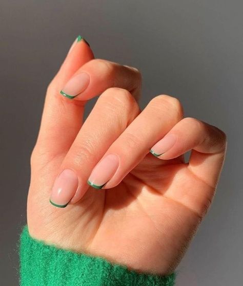 Nail Tip Designs, Green Acrylic Nails, Green French, Graduation Nails, French Tip Nail Designs, Spring Nail Trends, Green Nail Designs, Nagel Tips, Green Nail