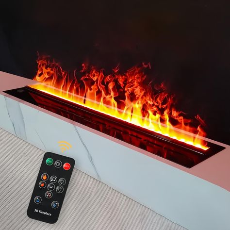 PRICES MAY VARY. 🔥【 Flame Effects】: 3D atomized flame fireplace, this innovative fireplace features a built-in misting system that creates the mesmerizing illusion of a realistic flame. The misting flames add a touch of elegance and tranquility to any room, providing a cozy and inviting environment. 🔥【Safe and Energy Saving】: The automazied fieplaces use LED technology, Only need to add purified water or filtered water, save time and energy as this fireplace produces no messy or harmful things Led Fireplace Wall Ideas, Open Electric Fireplace, Suspended Electric Fireplace, Vapor Fireplace Living Rooms, Add Fireplace To Living Room, Faux Fireplace With Candles, Wall Mounted Fireplace And Tv, Steam Fireplace, Barn Bar Ideas