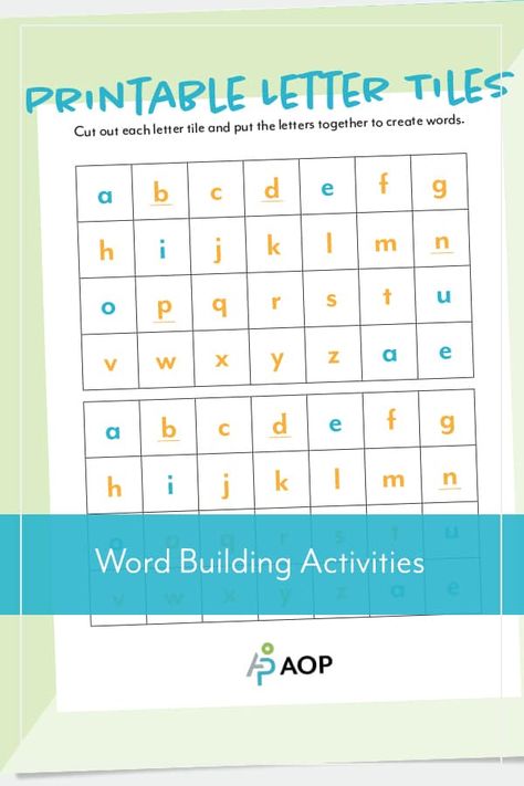 Consonant Words, Word Building Activities, Sight Word Spelling, Sight Word Fun, Letter Tiles, Improve Your Handwriting, Free Printable Letters, Word Building, Handwriting Worksheets