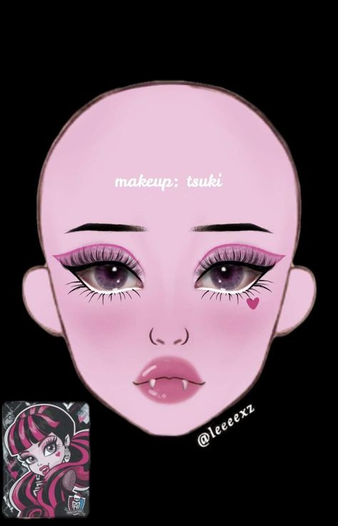 Draculaura Makeup, Monster High Makeup, Makeup Charts, Drag Make-up, Makeup Drawing, Cute Eye Makeup, Anime Makeup, Makeup Face Charts, Graphic Makeup