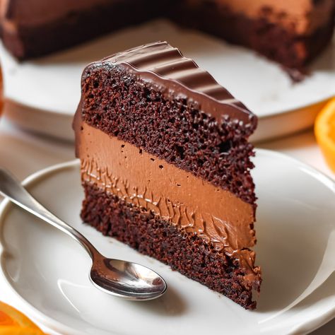 Vegan Chocolate Orange Mousse Cake - Project Vegan Baking Orange Mousse Cake, Vegan Patisserie, Chocolate Orange Mousse, Orange Mousse, Showstopper Cakes, Vegan Pastries, Orange Chocolate Cake, Vegan Muffins, Vegan Apple