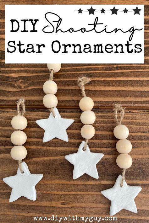 DIY Shooting Star Clay Ornaments - Scandi Christmas - DIY With My Guy Air Clay Ornaments, Diy Air Clay, Neutral Christmas Tree, Air Clay, Star Ornaments, Diy Christmas Tree Ornaments, Neutral Christmas, Tree Themes, Scandi Christmas