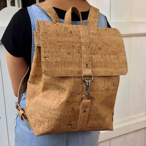 Cork Backpack, Cork Bags, Vegan Backpack, Leather Holdall, Bags Patterns, Vegan Leather Backpack, Cork Bag, South Devon, Diy Bags