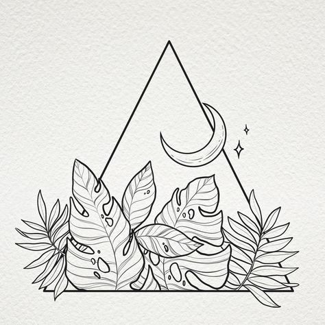 Tropical leaves and monstera tattoo design line art cute plant mom Plant Geometric Tattoo, Boho Geometric Tattoo, Geometric Botanical Tattoo, Tiny Monstera Tattoo, House Plant Tattoos, Plants Tattoo Design, Tropical Plants Drawing, Monstera Tattoo Design, Monstera Leaf Drawing