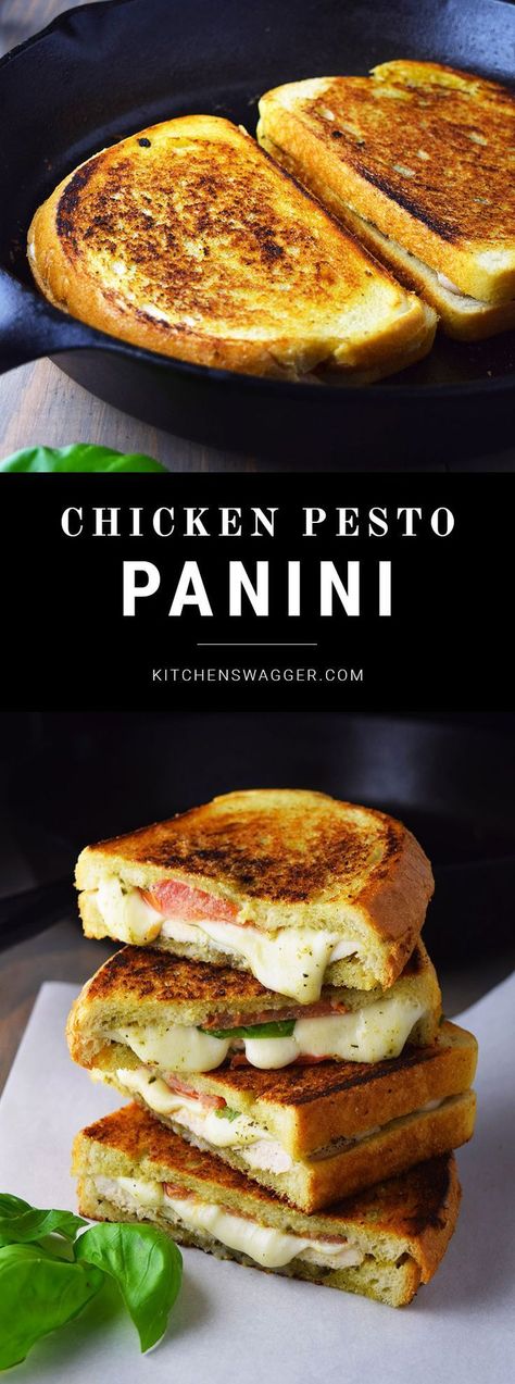 Mozzarella Panini, Chicken Pesto Panini, Pesto And Mozzarella, Pesto Panini, Cast Iron Chicken, Panini Sandwich, Panini Recipes, Mozzarella Recipes, Chicken Pesto