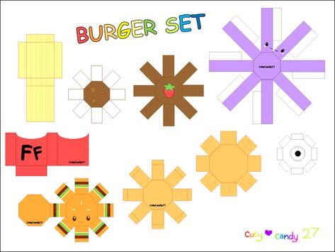 Burger Meal Papercraft by CutyCandy27 3d Paper Food Templates, Paper Food Templates, Papercraft Food, Twilight Sparkle Equestria Girl, Paper Folding Crafts, Barbie Paper Dolls, Paper Food, Food Template, Paper Dolls Clothing