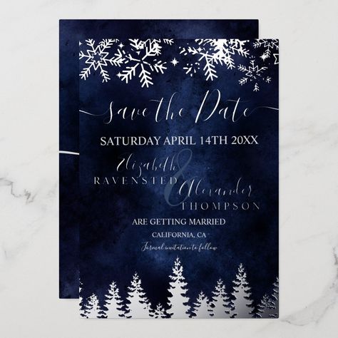 Blue Christmas Wedding, Winter Wonderland Wedding Theme, Christmas Save The Date, Wonderland Wedding Theme, Banquet Ideas, Snowflake Wedding, Christmas Wedding Invitations, Navy Christmas, Font Typography