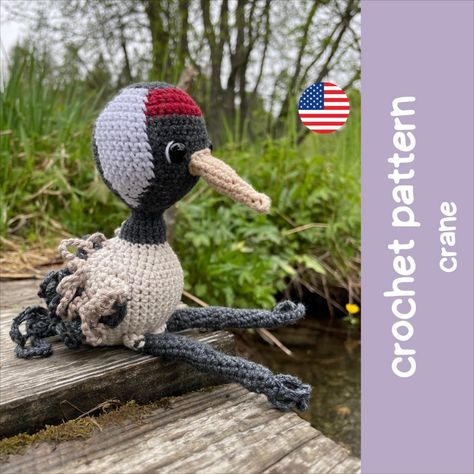 Crochet Pattern Amigurumi Bird Crane  Plushie  PDF Tutorial in English Crochet pattern by Nancy Bird Crochet, Crane Bird, Crochet Pattern Amigurumi, Crochet Patterns Amigurumi, Crochet Pattern, Amigurumi, Crochet Patterns, Knitting, Crochet