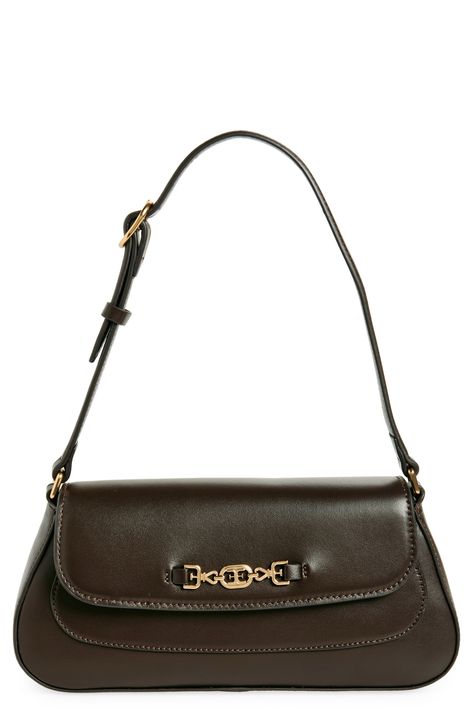 Sam Edelman Medium Loraine Shoulder Bag available at #Nordstrom Mini Shoulder Bag Outfit, Structured Shoulder, Brown Purse, Classic Bags, Signature Logo, Sam Edelman, Zip Pockets, Adjustable Straps, Shoulder Strap