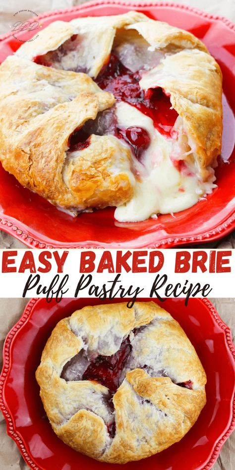 Easy Baked Brie Puff Pastry Recipe - Dine Dream Discover Brie Recipes Easy, Baked Brie Puff Pastry, Easy Baked Brie, Brie Recipes Appetizers, Brie Cheese Recipes, Baked Brie Recipes, Brie Puff Pastry, Puff Pastry Recipe, Brie Appetizer