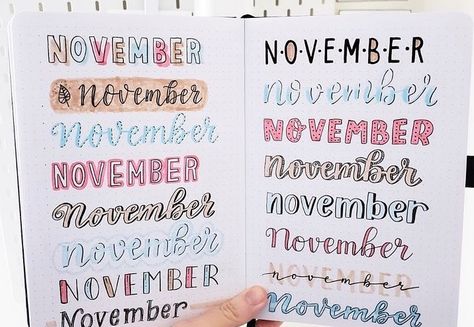 Journalist on Instagram: “Cute ways to write words! #november #novemberbulletjournal #bulletjournal #bulletjournaling #writing #calligraphy #manuscript #fall…” November Bullet Journal Ideas, November Bullet Journal, Bullet Journal Titles, Bullet Journal Headers, Beautiful Dawn, Bullet Journal Month, Pretty Writing, Bullet Journal 2020, Bullet Journal Font