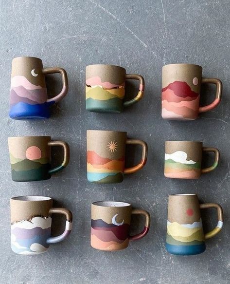 Glazed Pottery Painting Ideas, Hand Painted Mug For Boyfriend, Cup Painting Designs Mug Ideas, Paint Your Own Pottery Studio Design, Pottery Coffee & Tea Cups, Pottery Mug Designs Painted, Pottery Painting Coffee & Tea Cups, Underglaze Ideas Pottery, Diy Paint Pottery