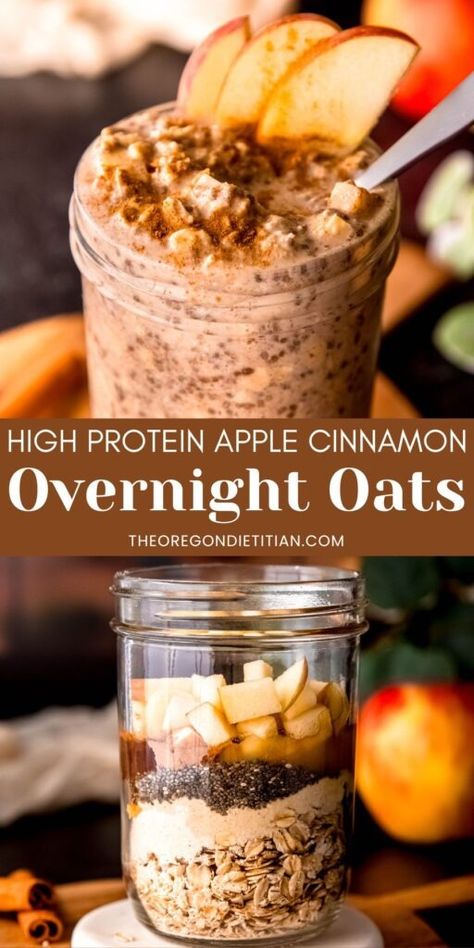 Start your day right with this high protein apple breakfast recipe! These Apple Cinnamon Overnight Oats are creamy, delicious, and packed with protein to keep you full all morning. Perfect for meal prep, this no-cook recipe combines juicy apples, warm spices, and a boost of protein for a nutritious and easy grab-and-go breakfast. Save this pin to enjoy a healthy, make-ahead breakfast any day of the week! 🍎🥣 #applebreakfast #highproteinbreakfast Make Ahead Breakfast Bowls Healthy, Cinnamon Protein Overnight Oats, Overnight Oats With Apples And Cinnamon, Overnight Apple Cinnamon Oats, Over Night Oats Apple Cinnamon, Apple Cinnamon Protein Oatmeal, Healthy Meal Prep Breakfast High Protein, Apple Protein Overnight Oats, Overnight Oatmeal Recipes Breakfast