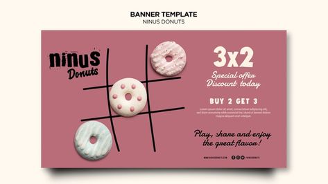 Donuts concept banner template | Free Psd #Freepik #freepsd #banner Donut Banner, Jewelry Packaging Diy, Donut Box, Stationary Art, Packaging Diy, Food Banner, Food Poster Design, Idea Design, Design Challenge