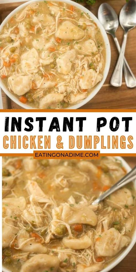 Instant pot chicken and dumplings (& VIDEO!) - ready in minutes! Instant Pot Recipes Chicken Dumplings, Fall Dinner Instant Pot, Instapot Chicken And Dumplings, Instant Pot Frozen Chicken Recipes, Pressure Cooker Dinner Recipes, Simple Instant Pot Recipes, Creamy Instant Pot Chicken, Instant Pot Chicken And Dumplings, Chicken Instant Pot Recipes