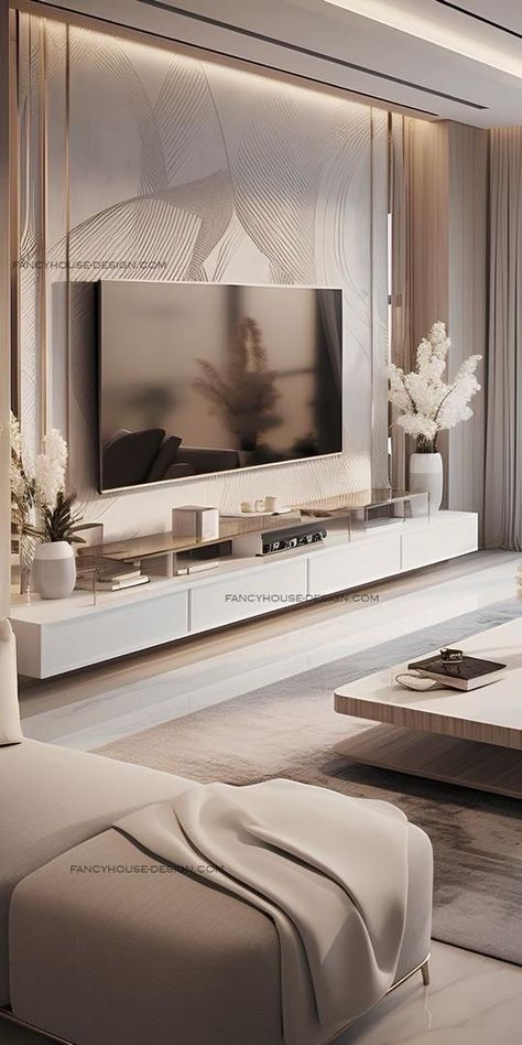 Room Tv Wall Design, Tv Wall Idea, Tv Wall Ideas Modern, Decor Tv Wall, Design Tv Wall, Wall Decor Tv, Wall Tv Stand, Tv Wall Ideas, Modern Tv Room