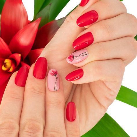 Red Nails For Spring, Red Summer Nails Designs, Spring Red Nails, Red Nails Spring, Red Nails For Summer, Spring Nails Red, Red Spring Nails, Summer Holiday Nails, Latest Nails