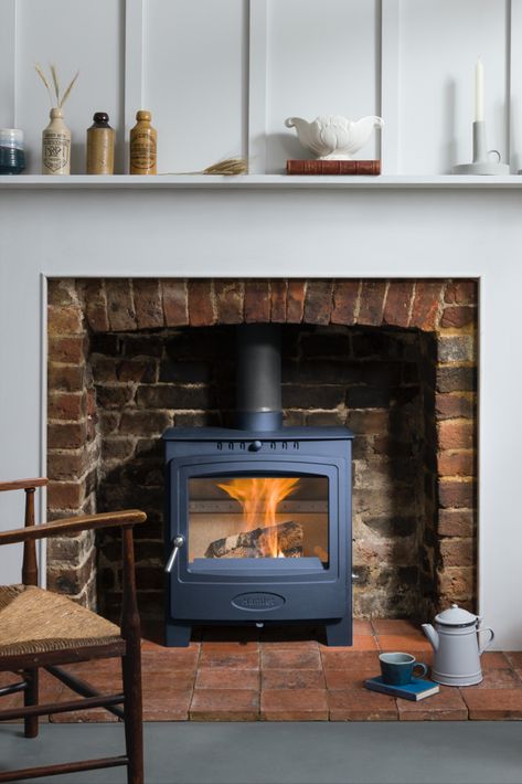 Our Atlantic blue is a sophisticated shade perfectly on-trend as Pantone has just announced it’s much anticipated Colour of the Year: Classic Blue. Wood Burners, Country Cottage Interiors, Log Burning Stoves, Multi Fuel Stove, Cottage Living Rooms, Cottage Interior, Stove Fireplace, Cottage Interiors, Log Burner