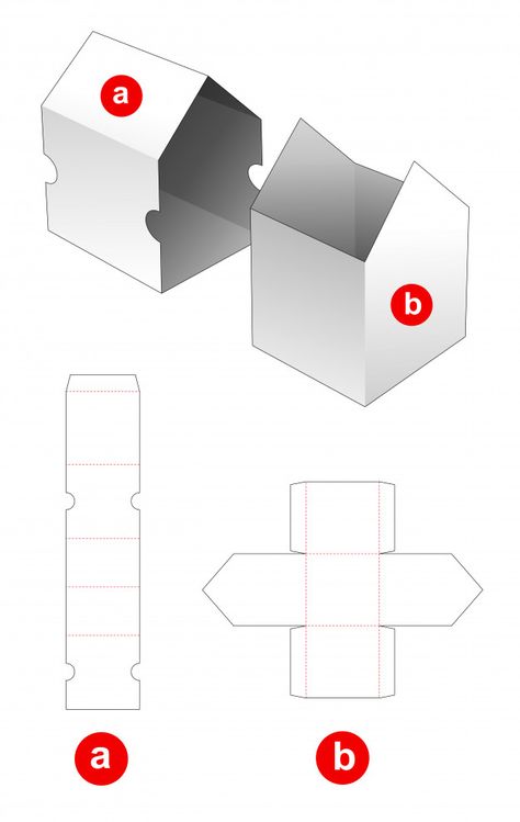 House Box Packaging, House Box Template, Pocket Folder Template, House Packaging, Packaging Die Cut, Templat Kotak, House Gift Box, Food Box Packaging, Packaging Template Design