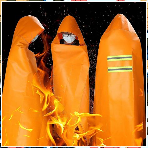 DIBBATU Fireproof Cloak, Fireproof Cape, Fireproof Hooded Cloak, Fire Emergency Survival Safety Blanket Full Body Protection, Emergency Blankets, Emergency Blanket, Modern Blankets, Fire Suppression, Blanket Poncho, Fire Escape, Hooded Cloak, Flame Retardant, Emergency Preparedness