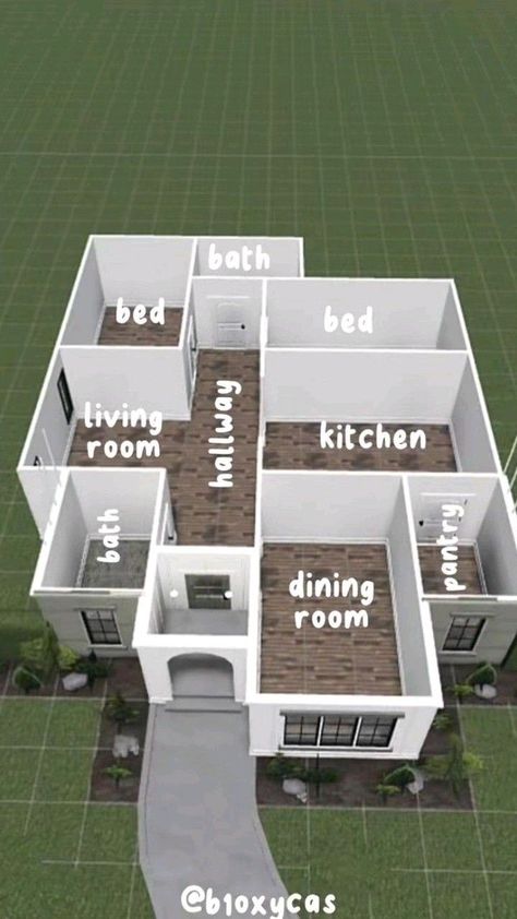 Bloxburg House Ideas Layout Cottage, Bloxburg Home, Bloxburg Aesthetic, Galley Kitchen Ideas, Bloxburg Layout, Spiral Stairs Design, Cottage Bloxburg, Roblox House, Blocksburg Room Ideas￼