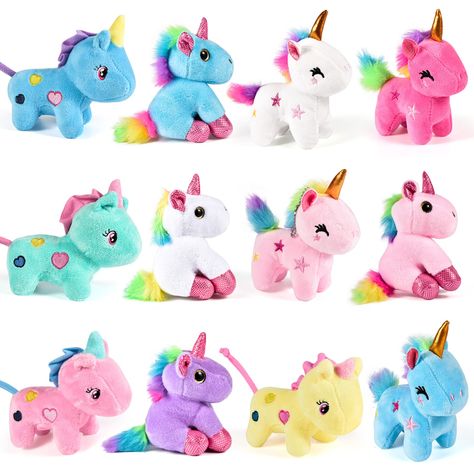 PRICES MAY VARY. 4.8" SMALL UNICORN STUFFED PLUSH REMOVEABLE KEYCHAINS - 12 Pack rainbow color cute unicorn stuffed toys keychain. Shipped in a thickened box to ensure that the unicorn favors will not be deformed. Each one is high-quality pastel fabrics and bright colors. REMOVABLE CHAIN & EASY TO HANG & WIDE USE - Each plush toy with chains that can be opened and closed & removable from unicorn, it will make our toys suitable for more places! You can easy attach it to a school bag, handbag, car Unicorn Party Favor, Girl Birthday Party Favors, Bulk Party Favors, Plush Unicorn, Unicorn Themed Birthday Party, Unicorn Stuffed Animal, Carnival Prizes, Unicorn Party Favors, Goody Bags