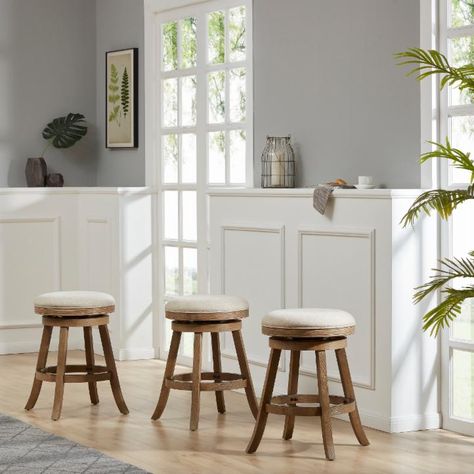 Boraam Fenton Counter Stool | Hayneedle Counter Stools Backless, Wood Counter Stools, Backless Stools, Backless Bar Stools, Swivel Counter Stools, Swivel Stool, Wood Counter, Wood Bar, Linen Upholstery