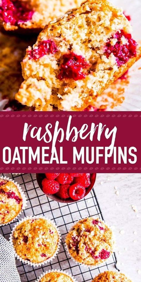 Raspberry Oat Muffins, School Morning Breakfast, Healthy Raspberry Muffins, Raspberry Oatmeal Muffins, Muffins Raspberry, Raspberry Breakfast, Healthy Oats, Breakfast Baking, Raspberry Oatmeal