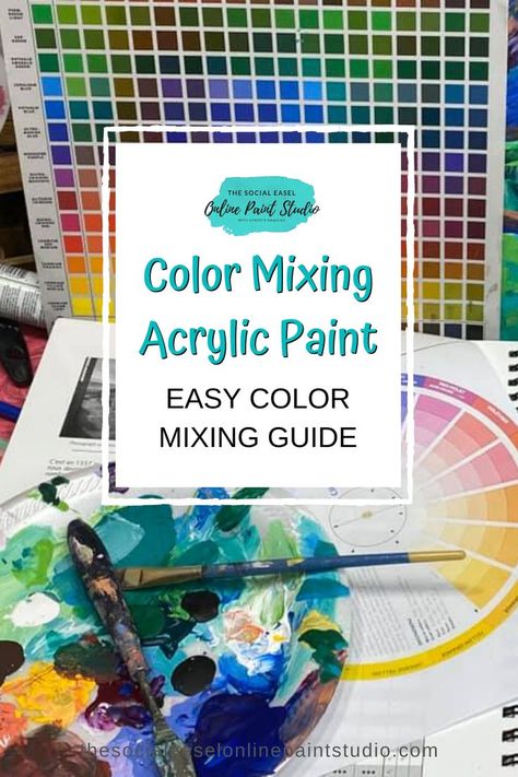 How To Mix Paint Colors, Acrylic Paint Color Mixing, Color Mixing Acrylic, Acrylic Colour Mixing Chart, Paint Color Mixing, Social Easel, Color Mixing Chart Acrylic, Learn Acrylic Painting, Mixing Paint Colors