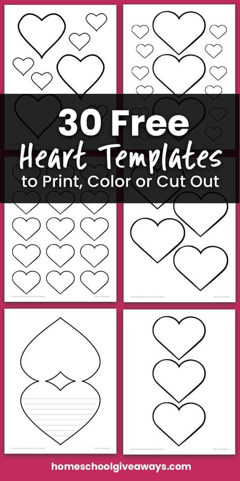 Looking for some simple heart templates? Free heart outlines can be used to color or cut out for fun Valentine's Day projects and cards. Heart Patterns Printable, Free Stencils Printables Templates, Heart Shapes Template, Printable Heart Template, Stencils Printables Templates, Heart Art Projects, Stencil Patterns Templates, Free Stencils Printables, Heart Coloring Pages