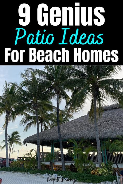 coastal patio ideas Beach House Patio Coastal, Beach Condo Balcony Ideas, Lanai Bar Ideas Florida, Beach Deck Ideas Outdoor, Beach Theme Living Room Coastal Style, Coastal Front Porch Ideas, Coastal Porch Decor, Coastal Patio Ideas, Beach Theme Backyard