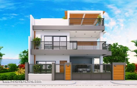 Arabella – Three Bedroom Modern Two Storey with Roof Deck (MHD-2019039) | Pinoy ePlans Two Storey House Design With Roof Deck, 2 Storey House Design With Rooftop, Modern Roof Design Rooftop Deck, Three Bedroom House Plans Two Story, Modern 2 Storey House Design, Modern House With Rooftop, Three Storey House Design, Roof Deck Ideas, House With Rooftop Deck