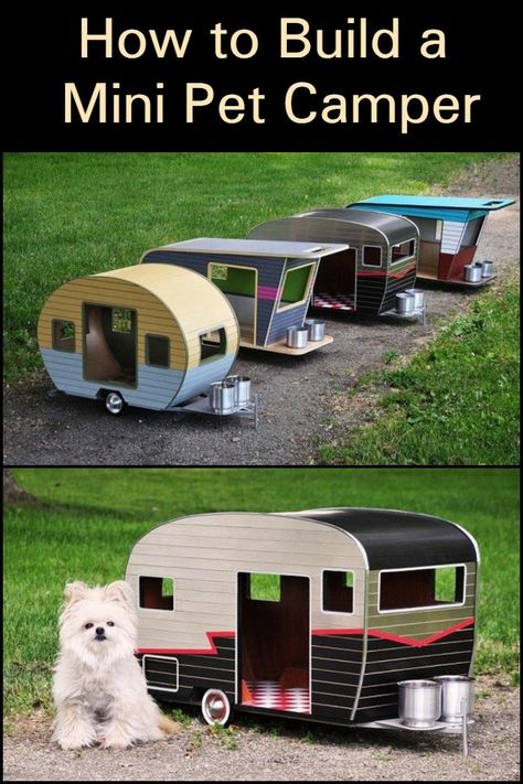 Camper Dog House, Camper Dog Bed, Dog Camper, Funny Decorations, Camper Dog, Shorkie Puppies, Pet Trailer, Dog Trailer, Pet Camping