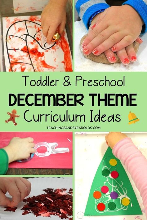 Looking for hands-on preschool December themes? This resource is filled with ideas and free printables to help you plan the entire month. Can be adapted for toddlers, too! #Christmas #december #holidays #gingerbread #jinglebells #themes #curriculum #lessonplans #preschool #toddlers #teachers #classroom #printables #homeschool #age2 #age3 December Lesson Plans For Preschool, Christmas Lesson Plans For Toddlers, December Toddler Activities, December Preschool Themes, Preschool Seasons, December Lesson Plans, December Themes, Christmas Lesson Plan, Christmas Science Activities