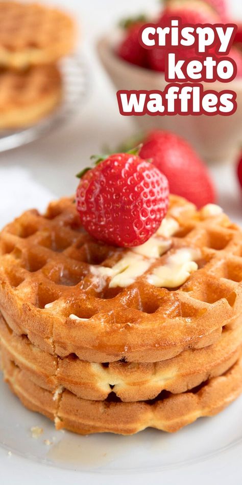 Brunch is not complete without a stack of these crispy Keto Waffles. They have the perfect texture and a lightly sweet flavor. And only 4.2g net carbs per serving! Best Keto Waffles, Sugar Free Nutella, Keto Waffles, Low Carb Milk, Dessert Waffles, Crispy Waffle, Waffles Recipe, Thm Desserts, Best Low Carb Recipes