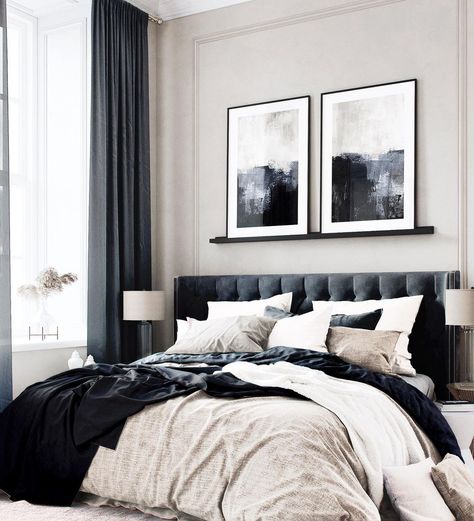 Bedroom Blue And Beige, Navy And Beige Bedroom, Grey And Neutral Bedroom, Grey And Navy Bedroom, Grey And Brown Bedroom, Blue Beige Bedroom, Navy And Grey Bedroom, Black And Cream Bedroom, Blue And Cream Bedroom