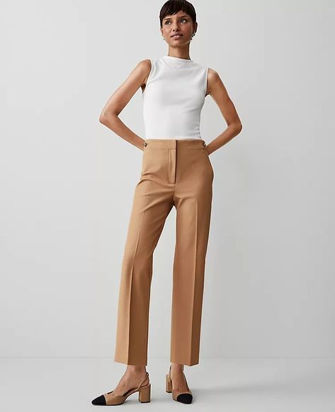 37027094 Women’s Work Pants, Pants For Petite Women, Camel Pants Outfit, Taupe Pants, Camel Pants, Pencil Pant, Sequin Pencil Skirt, Silky Blouse, Soft Classic